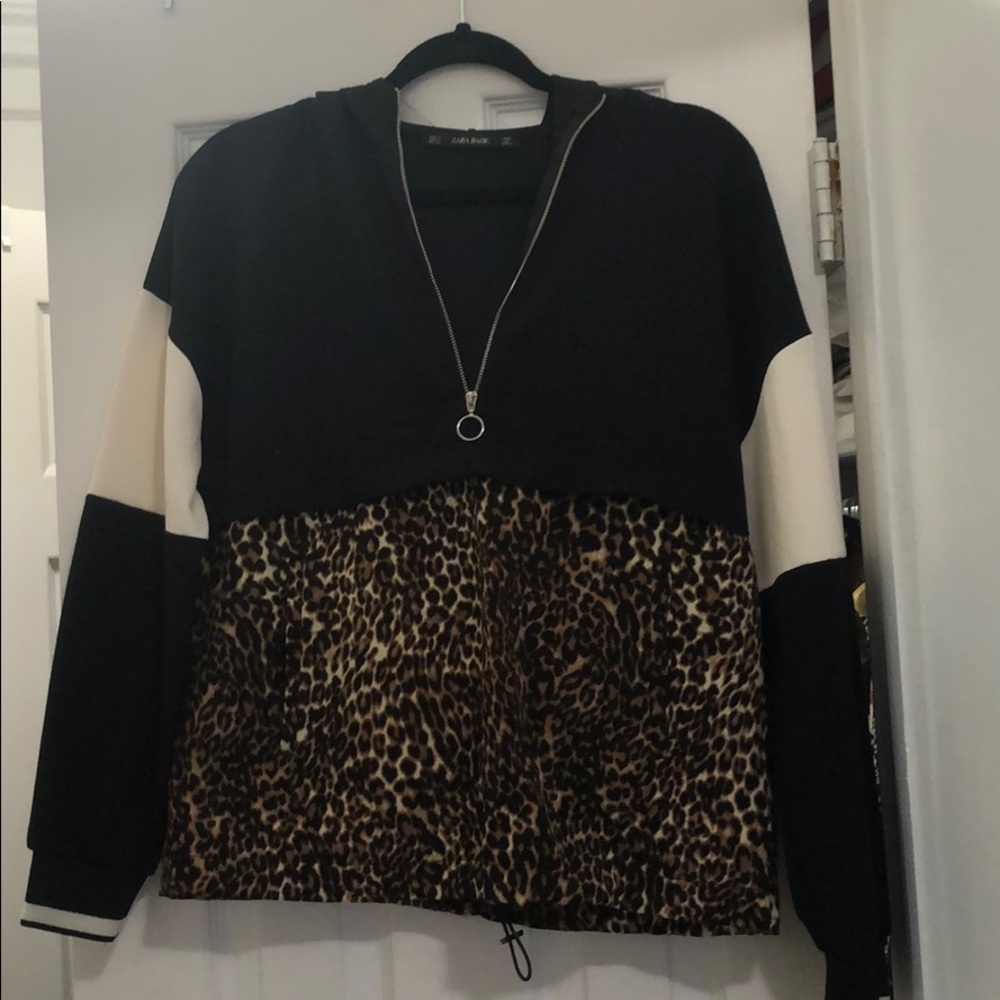 Leopard half zip up jacket